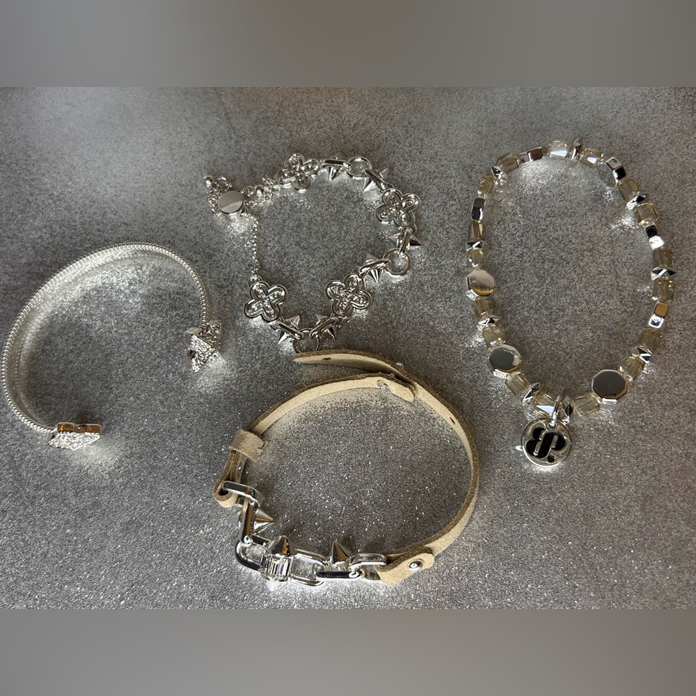 Bomb Party Summer Stacks 2025 “Live Out Loud Gorgeous” 4 Silver Plated Bracelets - Picture 2 of 6